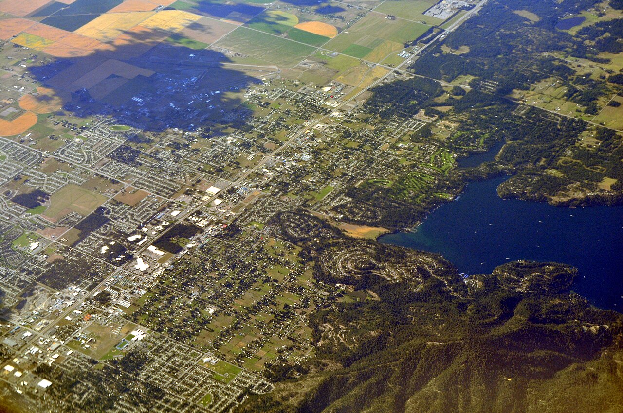 Aerial view of Hayden, Hayden Lake, and nearby North Idaho neighborhoods.